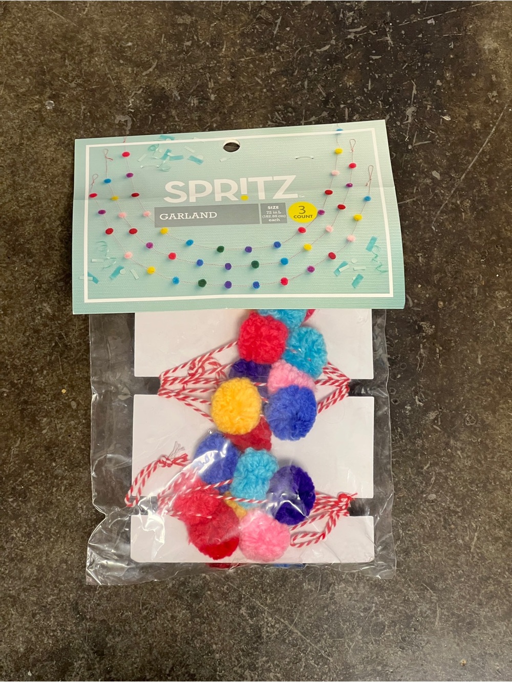 Spritz Brand Pom Pom Garland Primary Colors - Pack of 3